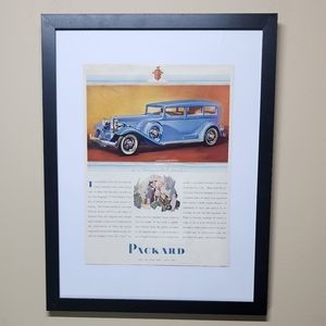 Framed Vintage Packard Twin Six Ad From 1938 Fortune Magazine 12x16 Black Frame